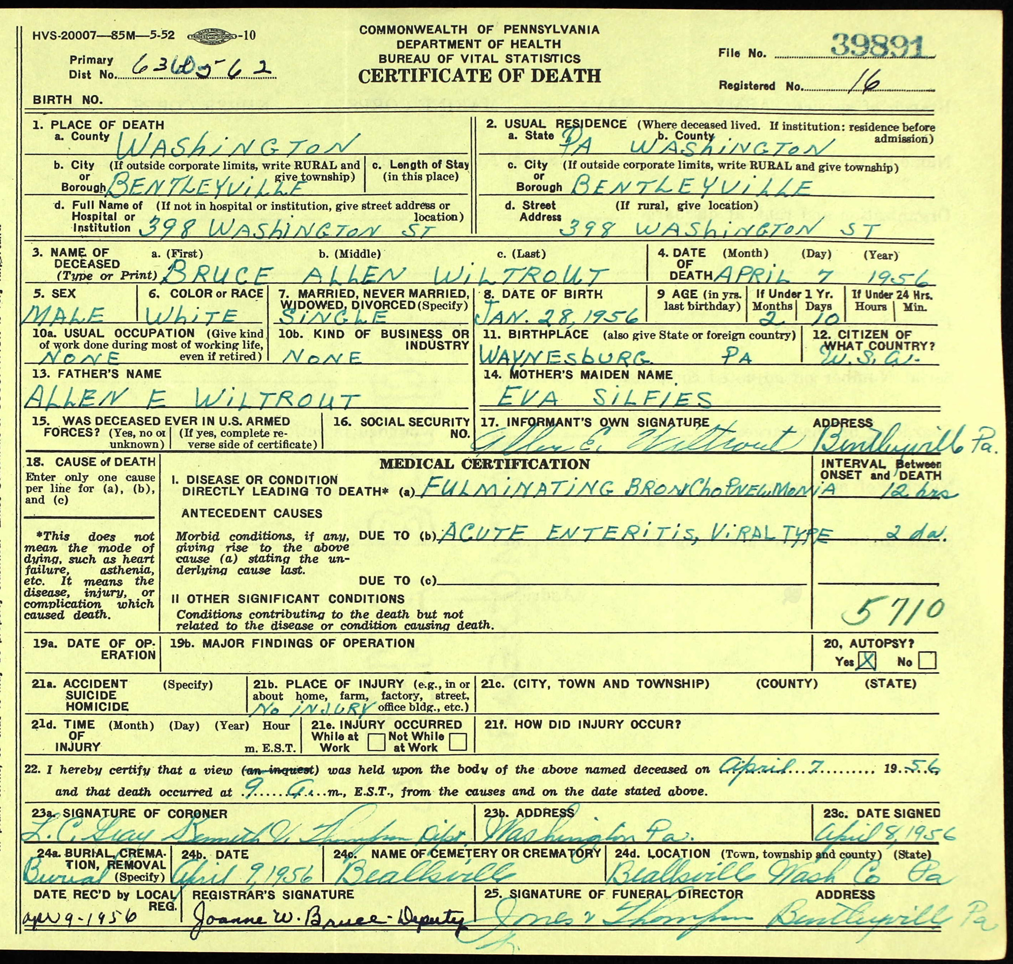 death certificate